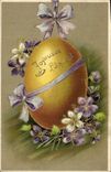 CPA Fantaisie Fleurs Oeuf Paques
