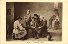 Vintage Postcard Teniers Card players
