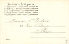 Vintage Postcard Woman Charts Clover