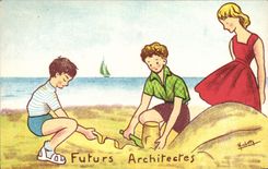 CPA Fantaisie Illustrateur Enfants Futurs architectes