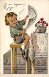 Vintage Postcard Fantaisie Illustrator Child I am always has the page