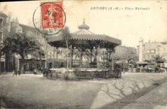 Vintage Postcard Kiosque Antibes Places National