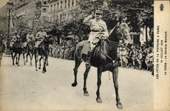 Vintage Postcard Militaria Festivals of Victore July 14th, 1919 the procession General Mangin