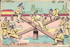 CPA Militaria Les jeux La bascule 