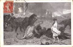 CPA Militaria Lion Coq Aigle 