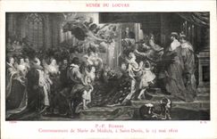 Postal París Vagar del Louvre Rubens Coronación de Marie de Medicis tiene a San Dennis