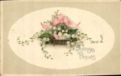 Vintage Postcard Fantasy Flowers Easter Lily of the valley