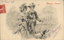 Postal Caza Mujer Perro