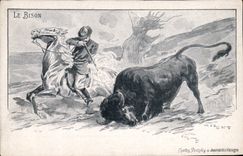 CPA Chasse Le bison 