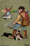 Postal Caza Cazador Ilustrador Beauvais