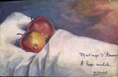 Vintage Postcard Fantasy Illustrator Pumpkins