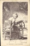 Vintage Postcard Fantasy Illustrator JF Millet the ropemaking machine