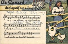 Postal Fantasia Ilustrador el pato que despliega sus alas