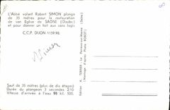 Vintage Postcard the abbot stealing Robert Simon plunges Eglise of the Saone Autographe