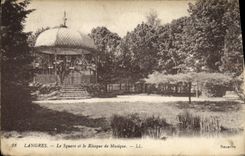 Vintage Postcard Langres the public garden and the Bandstand
