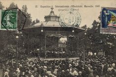Vintage Postcard Kiosk International exhibition of electricity Marseilles 1908 Central Quincunx