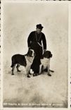 Vintage Postcard Dog Dogs Old people's home of Large St Bernard Maitre and servants