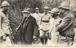 Vintage Postcard Militaria In Oise Mr. Clemenceau President of the French Council causing with a soldier