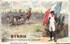Vintage Postcard Militaria Byrrh Infantry in line (chart toilee)