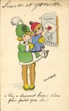 Vintage Postcard Fantasy Illustrator Monique Children Letter-box