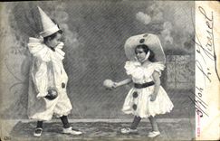 Postal Niños Payasos Pierrot