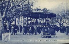 Vintage Postcard Kiosk of the music Gone of Cannes Freedom