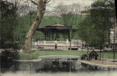 Vintage Postcard Kiosk Grenoble Swans