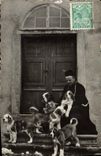 Vintage Postcard Dog Dogs Old people's home of Large St Bernard Pretre and family of young dogs