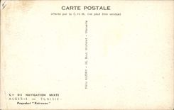 Vintage Postcard Boat Steamer Kairouan Co of Navigation Mixete Tunisia Algeria