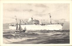 Vintage Postcard Boat Steamer Company of the Laos Transport