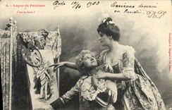 CPA Femme Lecon de peinture 