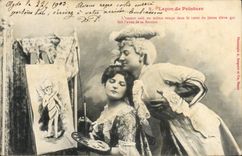 CPA Femme Lecon de peinture 