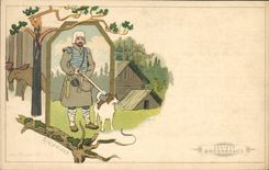 CPA Chasse Illustrateur Zirianines Brocard Chien Elan TOP