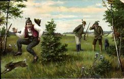 Postal Caza Cazador Conejo