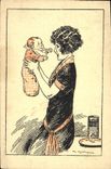 Vintage Postcard Fantasy Illustrator Woman Baby Child