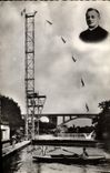CPM Abbe volant Robert simon Eglise de Saone Plongeon de l'Abbe Simon 