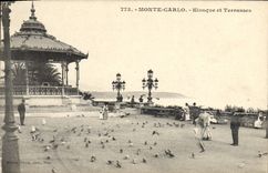 Vintage Postcard Kiosk and Monte Carlo terraces