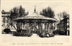 Vintage Postcard Kiosque Caen Park Places town hall