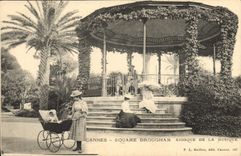 Vintage Postcard Kiosk of the music Cannes Brougham Public garden