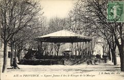 Vintage Postcard Aix in Provence Public garden Joan of Arc and Kiosk of the music