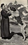 Vintage Postcard Dog Dogs Monk and dog of the old people's home of Large St Bernard
