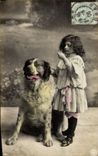 CPA Chien Chiens Enfant 