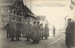 Vintage Postcard Militaria Mr. Millerand discusses has Dannemarie with the general ones With the corner the flag of the town hall