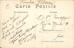 Postal Militaria M Millerand se entrevista tiene a Dannemarie con generales a la esquina la bandera del ayuntamiento