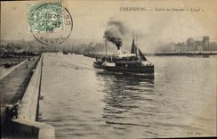 Vintage Postcard Boat Steamer Cherbourg Sortie the steamer Lloyd