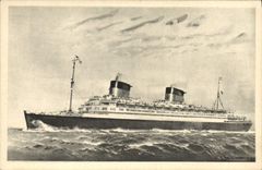 Vintage Postcard Boat Transatlantic Steamer Co Gle French Line SS Liberte Le Havre Southampton New York