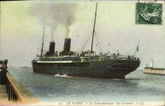 CPA Bateau Paquebot Le Havre Transatlantique La Lorraine