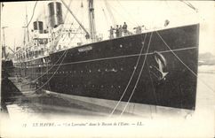 Vintage Postcard Boat Steamer Le Havre Lorraine in the basin of the Eure