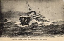 Vintage Postcard Boat Steamer Louqsor by heavy sea