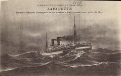 Vintage Postcard Boat Steamer Lafayette Ship French Hospital of 1st class